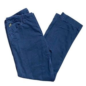 Birdwell Beach Britches Mens Pants HBT Work Button Fly Blue 35 X 32 Made In USA